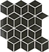 The Mosaic Factory Paris 3D Kubus - Wandtegels - Mozaïektegel - 26.5x30.5x0.5cm - Zwart - Mat - 0.81m²/10 Stuks