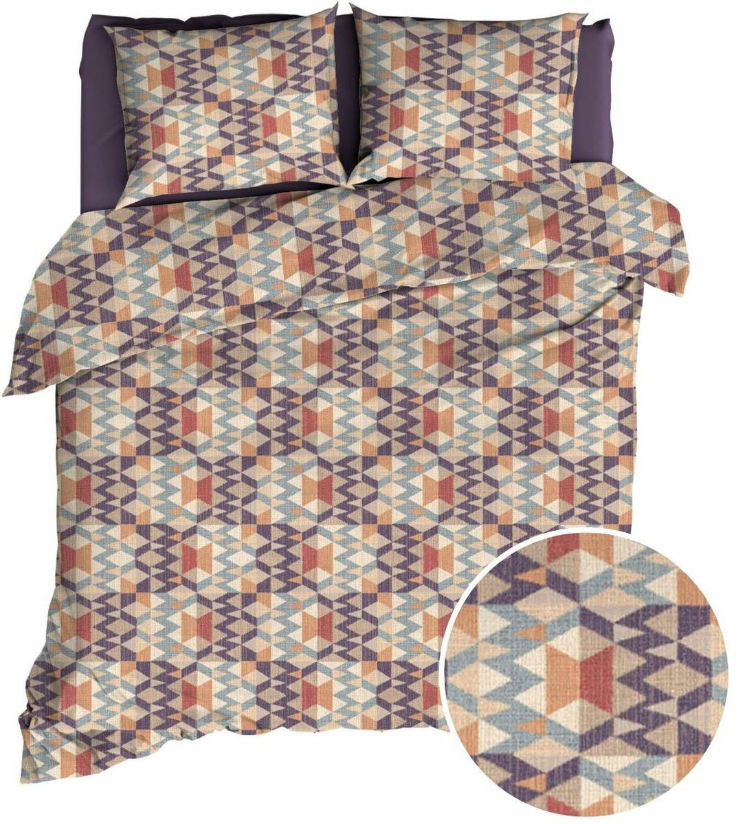 Romanette Nevada Dekbedovertrek - Lits-jumeaux - 240x200/220 cm - Blauw/terra