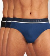 Schiesser Men's Rio Slip Organic - Pack de 3 - Zwart - Bleu foncé - Blauw - Taille L