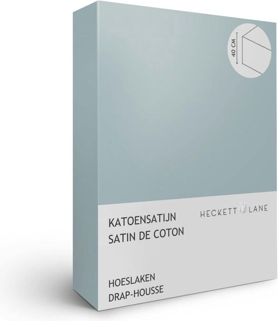 Heckettlane Elementi Hoeslaken - Lits-jumeaux - Katoensatijn - 180x200cm - Blauw