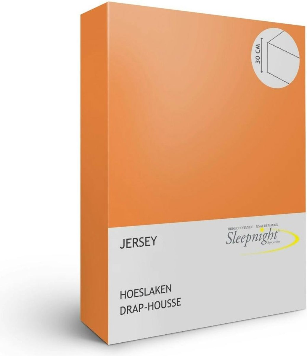 Sleepnight Hoeslaken - Oranje orangeJersey - LP843249 - B 160 x L 200 cm - Tweepersoons Strijkvrij