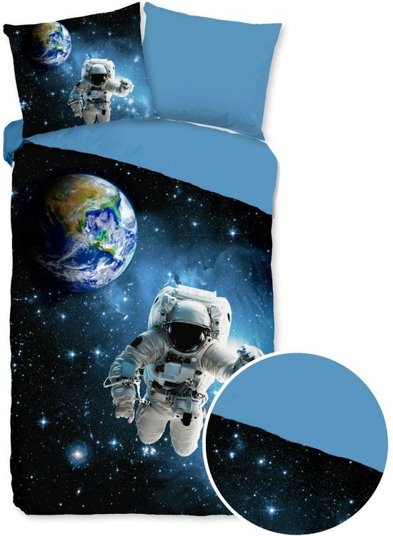 Good Morning Kinderdekbedovertrek "astronaut in de ruimte" - Blauw - (140x200/220 cm) - Katoen