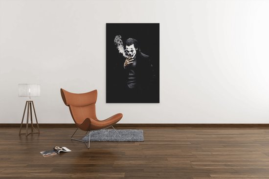 Canvas Schilderij - Smoking - Joker - Wanddecoratie - 90x60x2 cm