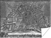 Poster Plan de la ville d' Amsterdam en Zwart et blanc et historique - Carte 80x60 cm - Tirage photo sur Poster (décoration murale salon / chambre) / Poster Villes européennes