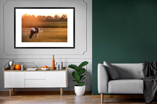 Cadre photo avec affiche - Vache - Soleil - Animaux - 120x80 cm - Cadre pour affiche