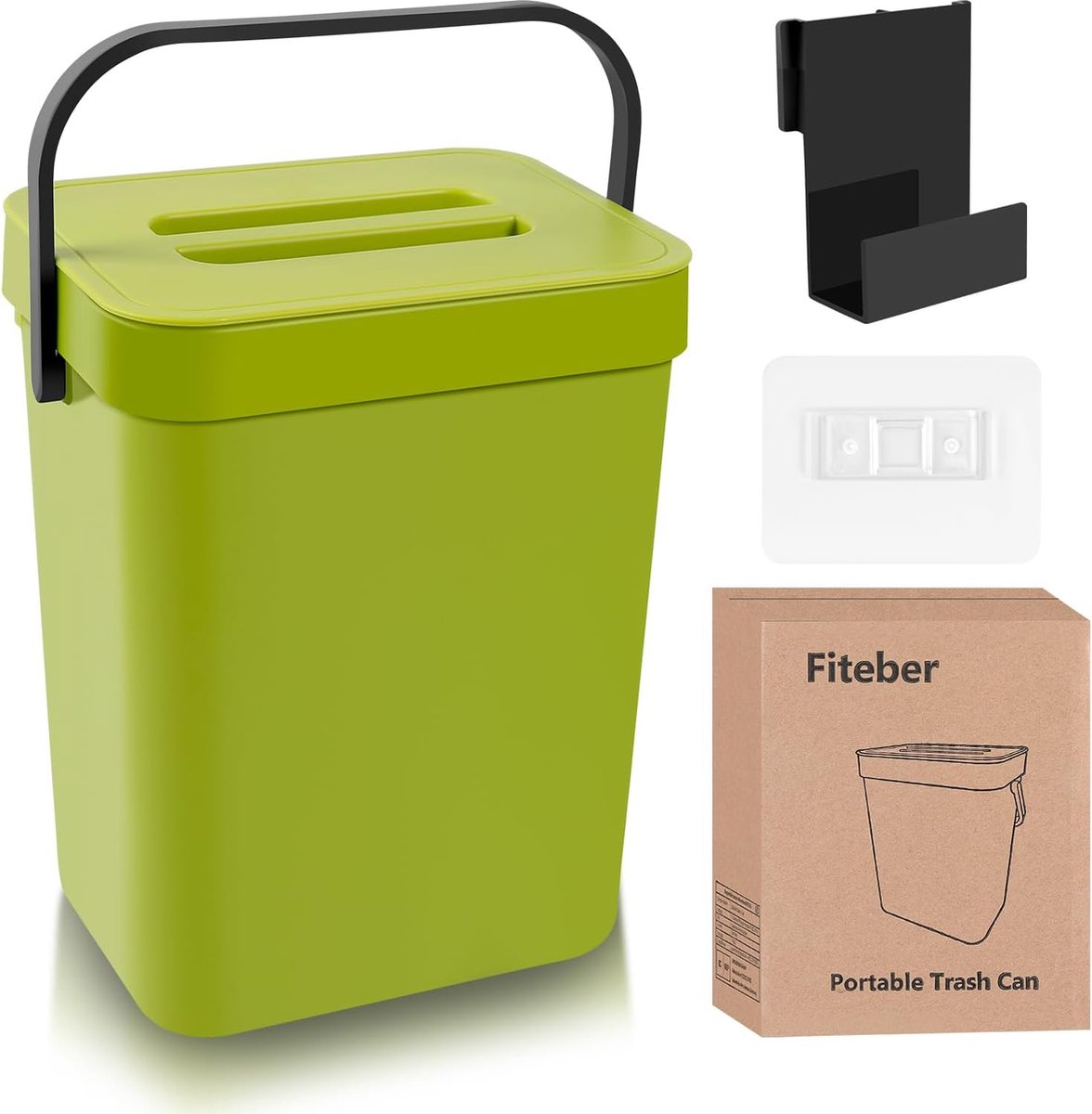Goedkoopste Biologische afvalemmer keuken, 3 liter duurzame biologische afvalemmer voor de keuken, geurdicht en ruimtebesparend, veelzijdig om op te hangen of neer te zetten, incl. 4 banden biologische