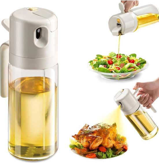 SWEET VIEW 470 liter, 2-in-1 oliedispenser en oliesproeier, olijfoliedispenser, pourer voor keuken, salade, grill (groen