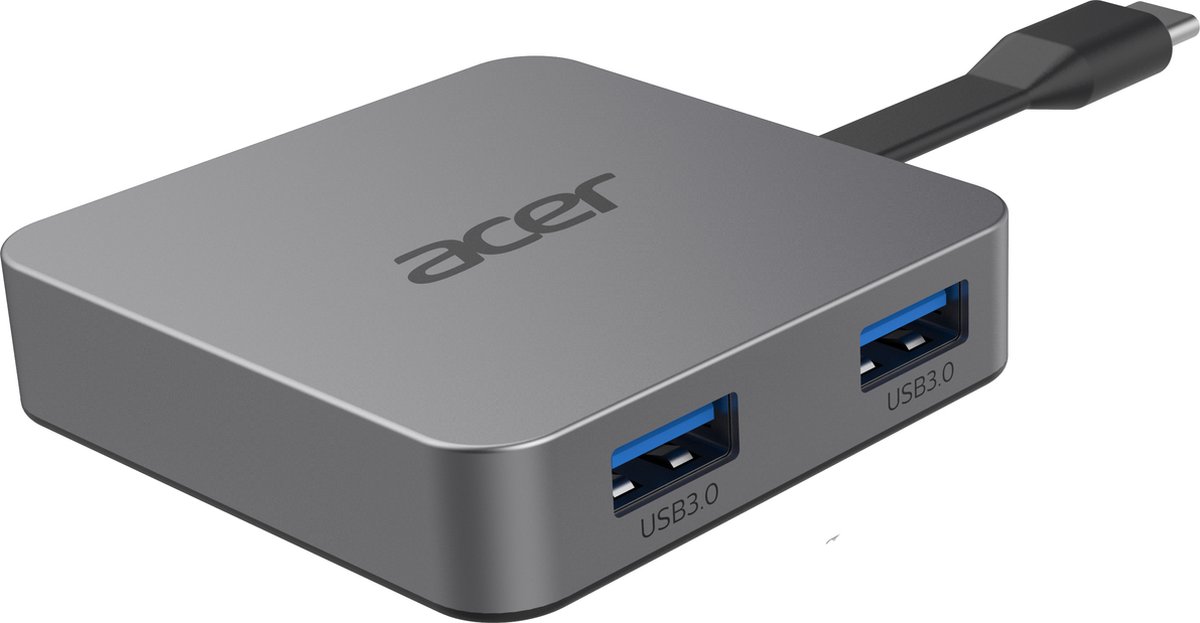 Acer USB Type-C Dongle 4-in-1 - 1xHDMI - 2xUSB3.2 - 1xUSB- C - Zilver