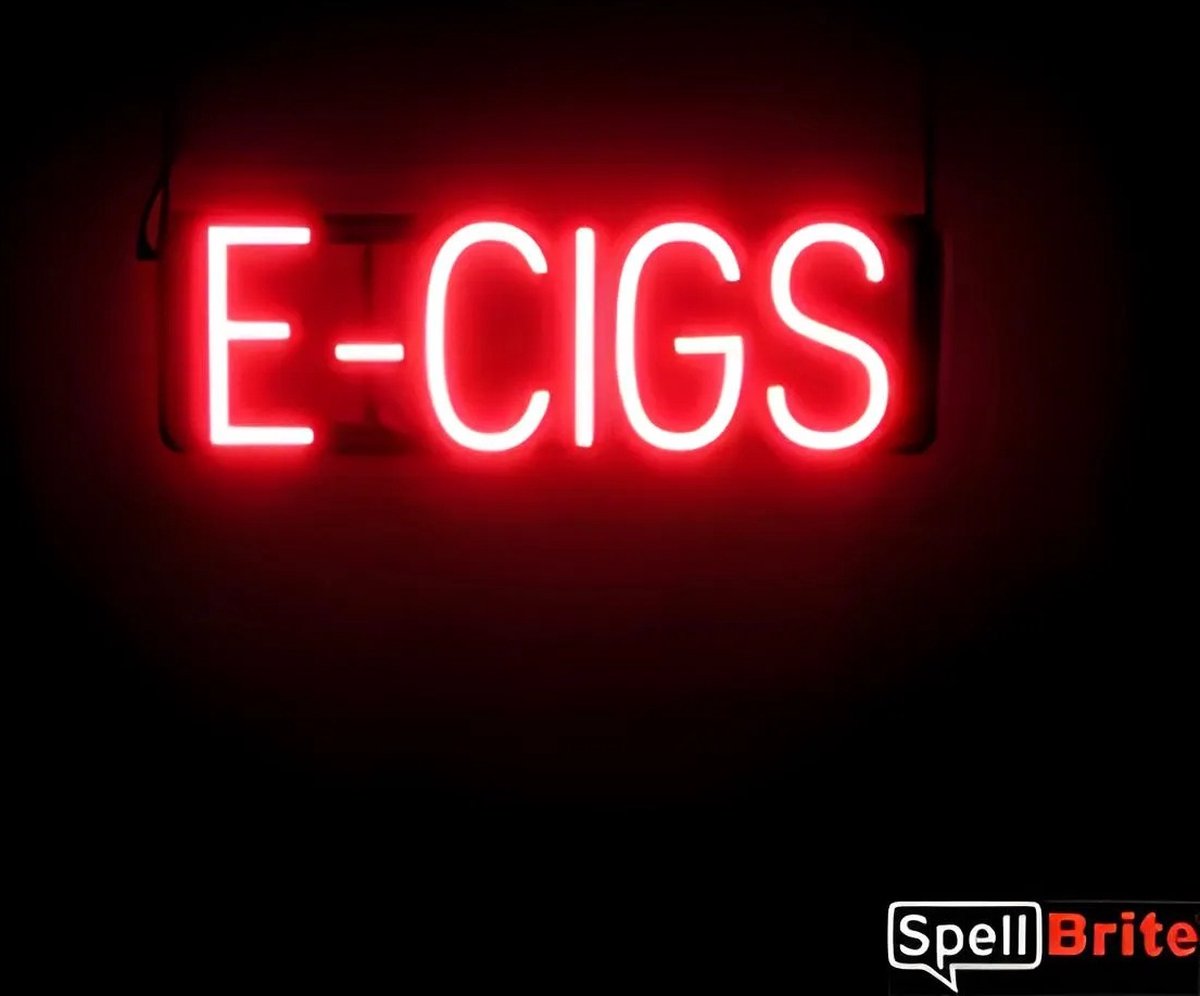 E-CIGS - Lichtreclame Neon LED bord verlicht | SpellBrite | 51 x 16 cm | 6 Dimstanden - 8 Lichtanimaties | Reclamebord neon verlichting