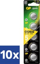 Lithium Knoopcel Batterij CR2032 GP 3V (voordeelverpakking) - 10 x 5 stuks