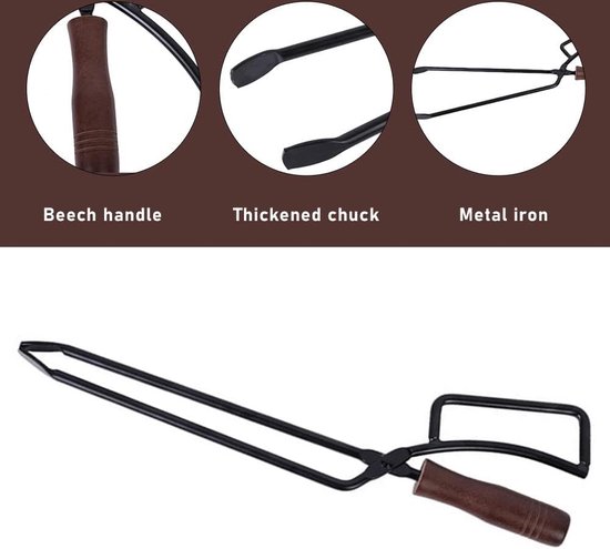 Kacheltang, zware belasting, brandhouttang, universele lange brandhouttang, haardtang voor kampvuur en kachels, 42,49 x 12,97 cm Kacheltang, zware belasting, brandhouttang, universele lange brandhouttang, haardtang voor kampvuur en kachels, 42,49 x 12,97 cm