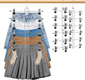 Set van 3 broekhangers, ruimtebesparend, metalen broekhangers, voor elk 6 broeken, met 12 verstelbare clips, broekhangers antislip voor broeken, sjaals, jeans, kleding-, handdoek- en rokkenstandaards
