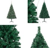 vidaXL Kunstkerstboom met LED's en kerstballen 210 cm PVC groen - Kunstkerstboom - Kunstkerstbomen - Kerstboom - Kerstdecoratie