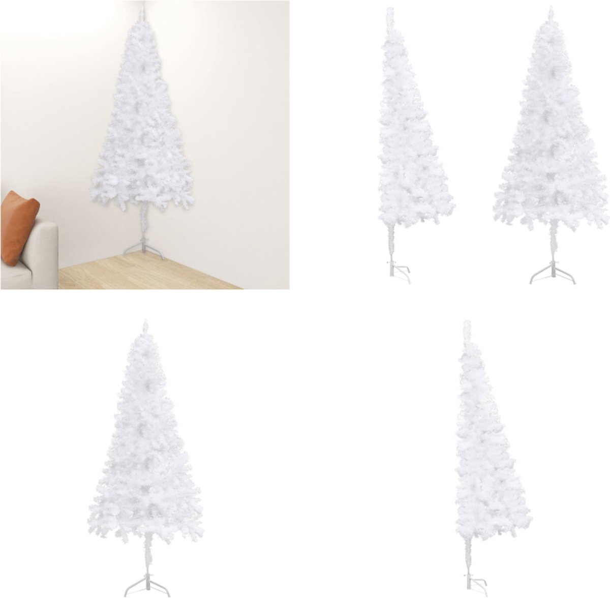 vidaXL Kunstkerstboom hoek 180 cm PVC wit - Kerstboom - Kerstbomen - Kunstkerstboom - Kunstkerstbomen
