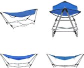 vidaXL Hangmat met inklapbare standaard blauw - Hangmat - Hangmatten - Opvouwbare Hangmat - Opvouwbare Hangmatten