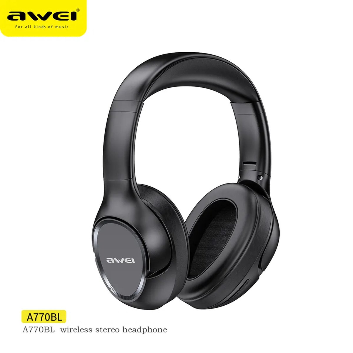 AWEI - Draadloze koptelefoon - Bluetooth 5.0 - Opvouwbaar - Over Ear - Zwart
