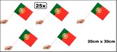 25x Zwaaivlaggetjes op stok Portugal 20cm x 30cm - Zwaai vlaggetjes EK WK thema feest voetbal festival uitdeel Portugees