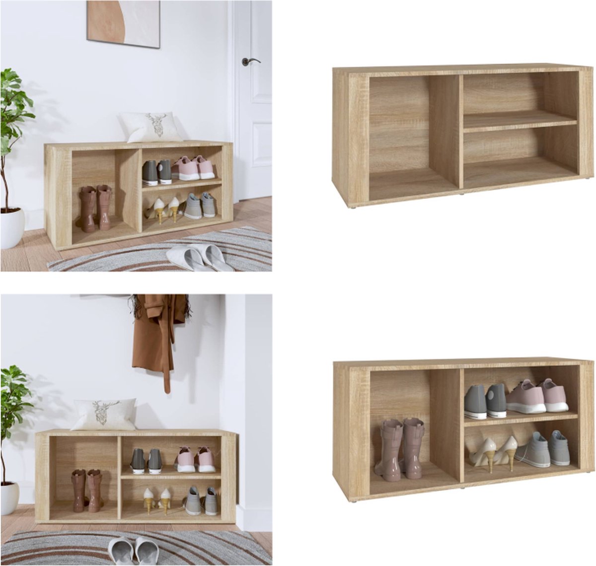 Schoenenrek 100x35x45 cm bewerkt hout zwart kopen
