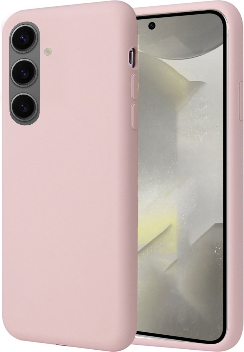 Geschikt voor Samsung Galaxy S24 Plus - Hoesje - Suède Back Cover Case Rose