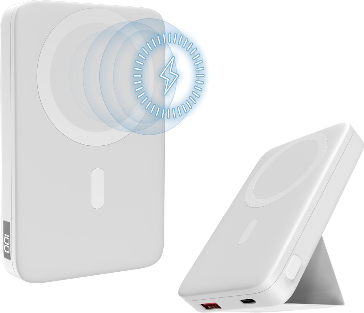 SAMMIT Magsafe Powerbank 10000 mAh - Led Display - Draadloze Powerbank voor Apple iPhone 12/13/14/15 - Met Houder - 22.5W