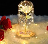 Roos Belle en Het Beest - LED Licht - Galaxy Rose - Cadeau - Gouden - 24k Kleurrijke Eeuwige Roos - Moederdag Cadeautje