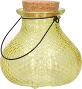 Attrape-guêpes/piège à guêpes Decoris avec poignée - verre - jaune safran - D14 x H13 cm