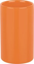 Spirella Badkamer drinkbeker/tandenborstelhouder Sienna - porselein - glans oranje - 7 x 11 cm