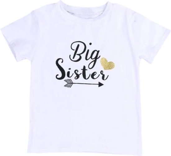 Verwonderlijk bol.com | Cutiesz BIG SISTER T-shirt | Grote zus shirt wit met WC-41