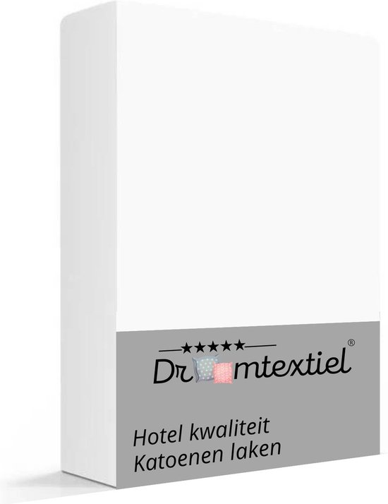 Droomtextiel Hotelkwaliteit Lakens Katoen Wit - Lits-Jumeaux 280 x 300 cm - Extra Groot - 16A Hoogwaardige Katoen