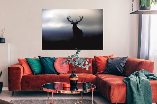 Affiche Cerf - Silhouette - Brouillard - 120x90 cm