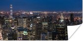 Luchtfoto van de gebouwen in New York in de nacht Poster 160x80 cm - Foto print op Poster (wanddecoratie woonkamer / slaapkamer) / Noord-Amerika Poster