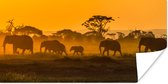 Poster Kudde olifanten bij zonsopkomst - 120x60 cm