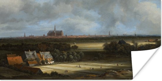 Poster Gezicht op Haarlem met bleekvelden - Schilderij van Jacob van Ruisdael - 120x60 cm