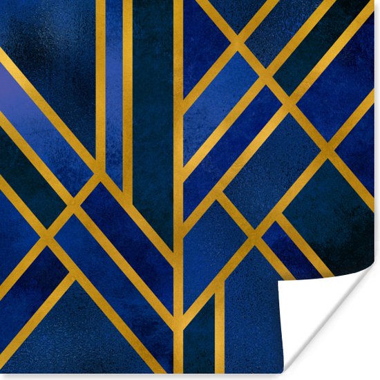 Poster Goud - Blauw - Design - Luxe - 30x30 cm