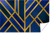 Poster Goud - Blauw - Patroon - 90x60 cm