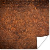 Poster Leer - Structuur - Bruin - Oranje - 30x30 cm - Kerstversiering - Kerstdecoratie voor binnen - Kerstmis