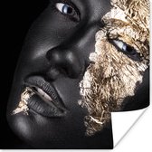 Poster Vrouw - Goud - Zwart - Verf - Luxe - 50x50 cm