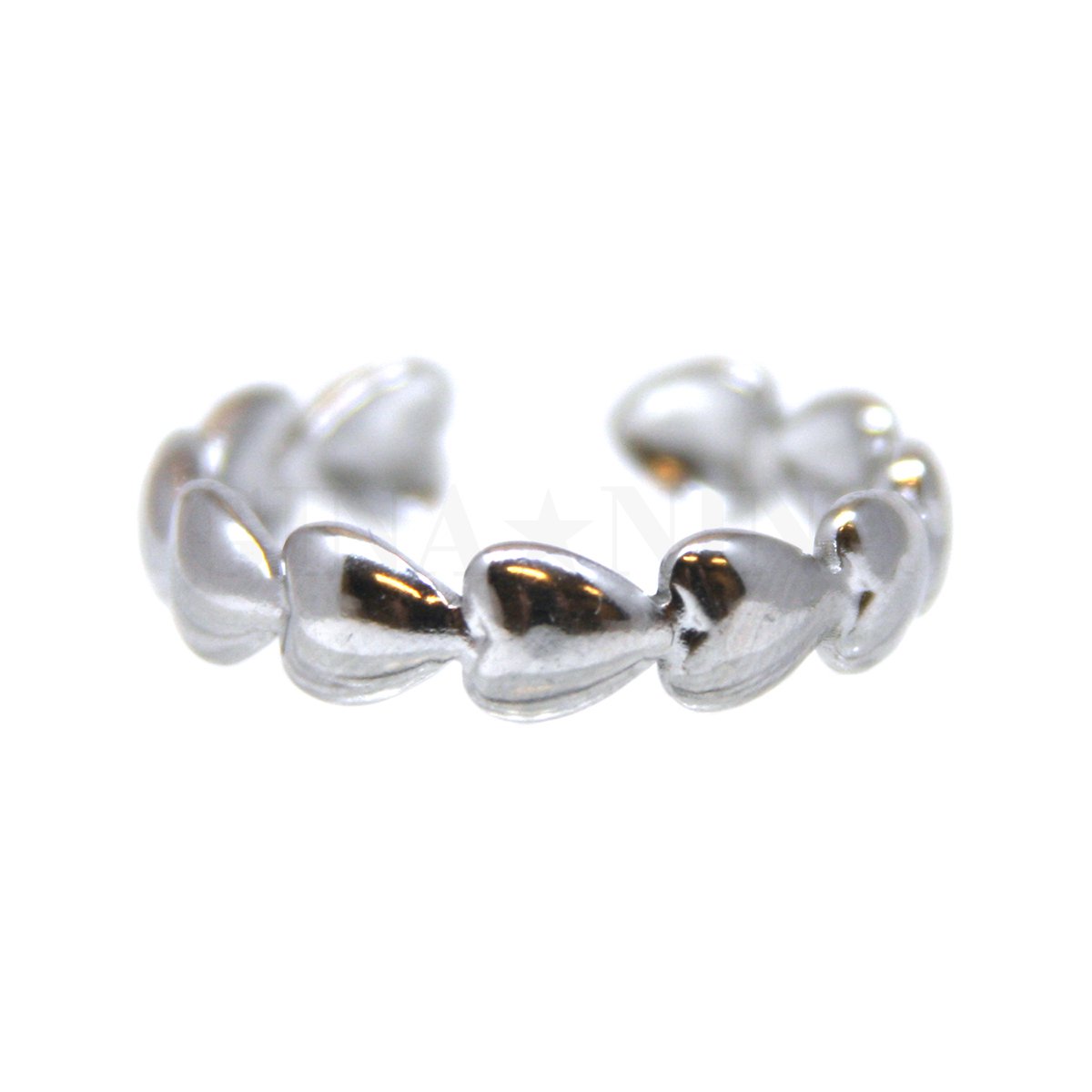 Ring van Zilverkleurig stainless steel, Hartjes, dicht, 17 mm, Verstelbaar