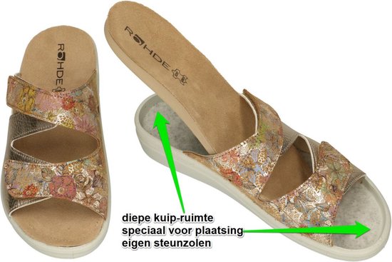 Rohde -Dames - goud - slippers & muiltjes - maat 42