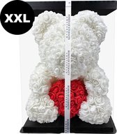 Roses of Eternity - XXL Rose bear met hart & giftbox - rozen beer - Romantisch Liefdes Valentijn cadeautje - Cadeau voor vrouw - Huwelijk - Vriendin - wit