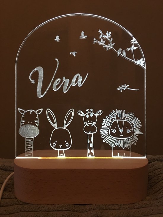 Nachtlampje bos en jungledieren met naam - babykamer - lamp - kind van Puckator — afbeelding 5
