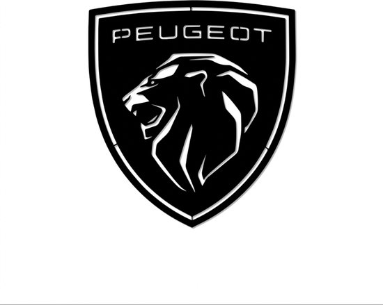 Peugeot - Logo - Art métallique - Rouge - 100 x 90 cm - Décoration voiture - Décoration murale - Man Cave - Cadeau pour homme - Système de suspension inclus