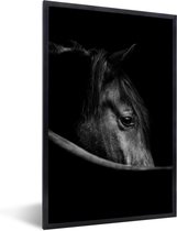 Fotolijst incl. Poster - Paarden - Portret - Zwart - Dieren - 20x30 cm - Posterlijst