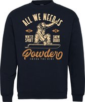 Sweater All We Need Is Powder | Apres Ski Verkleedkleren | Fout Skipak | Apres Ski Outfit | Navy | maat L