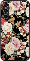 Casimoda® hoesje - Geschikt voor Samsung Galaxy A54 - Bloemen flowerpower - Zwart TPU Backcover - Bloemen - Multi