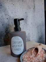 Zeeppompje-Stay Safe-Handen wassen-Handzeep-Antraciet-Hervulbaar-Glazen Zeeppompje-Hygiëne-Anti Bacterieel-Voeten-Badzout-Himalaya