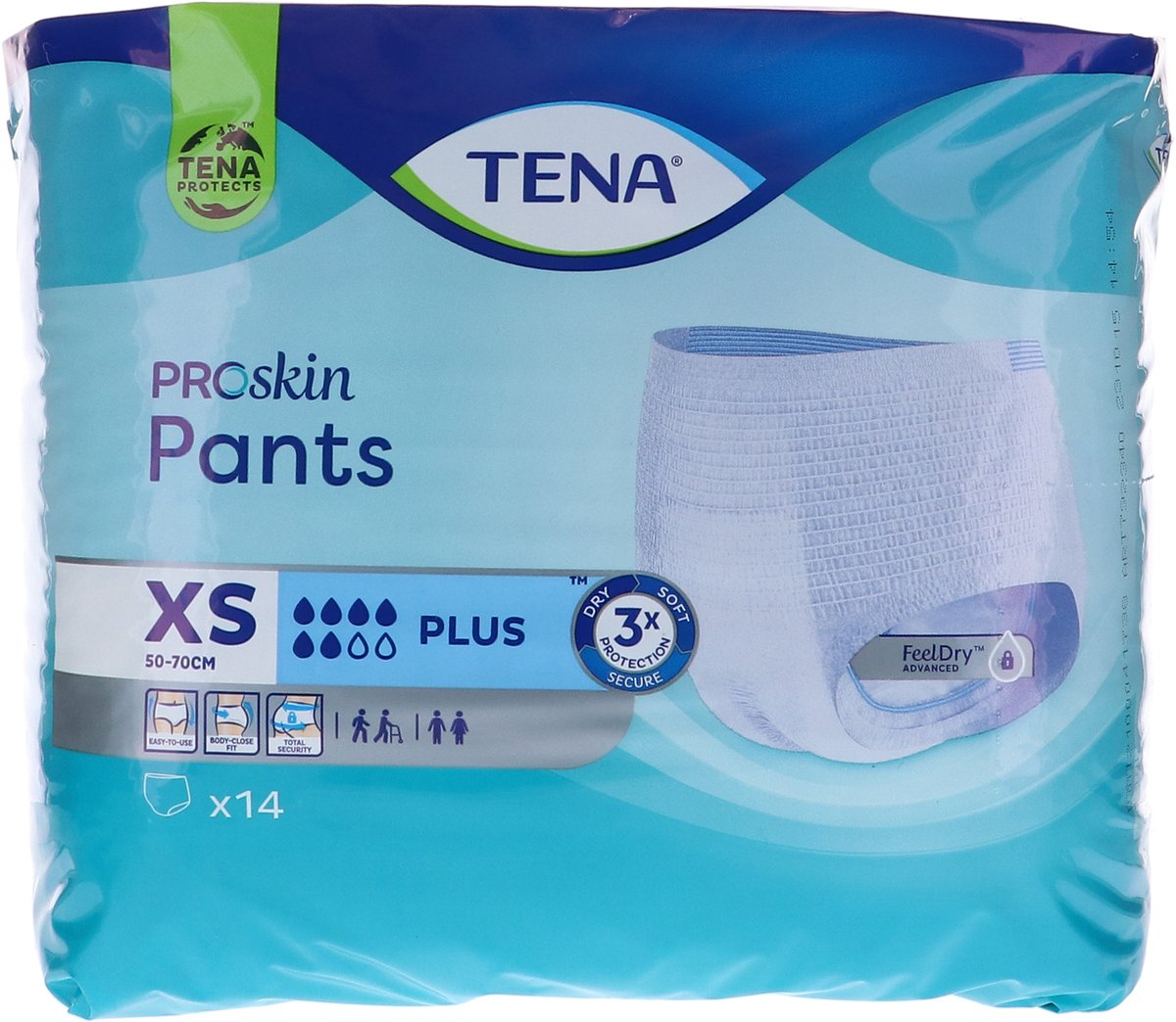 Goedkoopste Voordeelverpakking 4 X TENA Proskin Pants Plus - X-Small, 14st (792340
