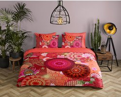 HIP Dekbedovertrek "mandala's en bloemen" - Rood - (200x200/220 cm) - Katoen Satijn