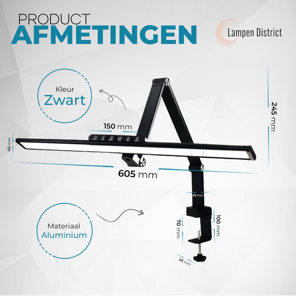 Lampen District LED bureaulamp - 60cm, CRI 97, instelbaar thumbnail 6