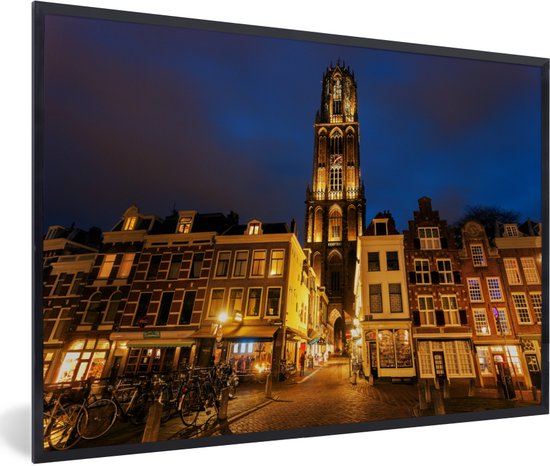 Fotolijst incl. Poster - Nacht - Domtoren - Utrecht - 30x20 cm - Posterlijst